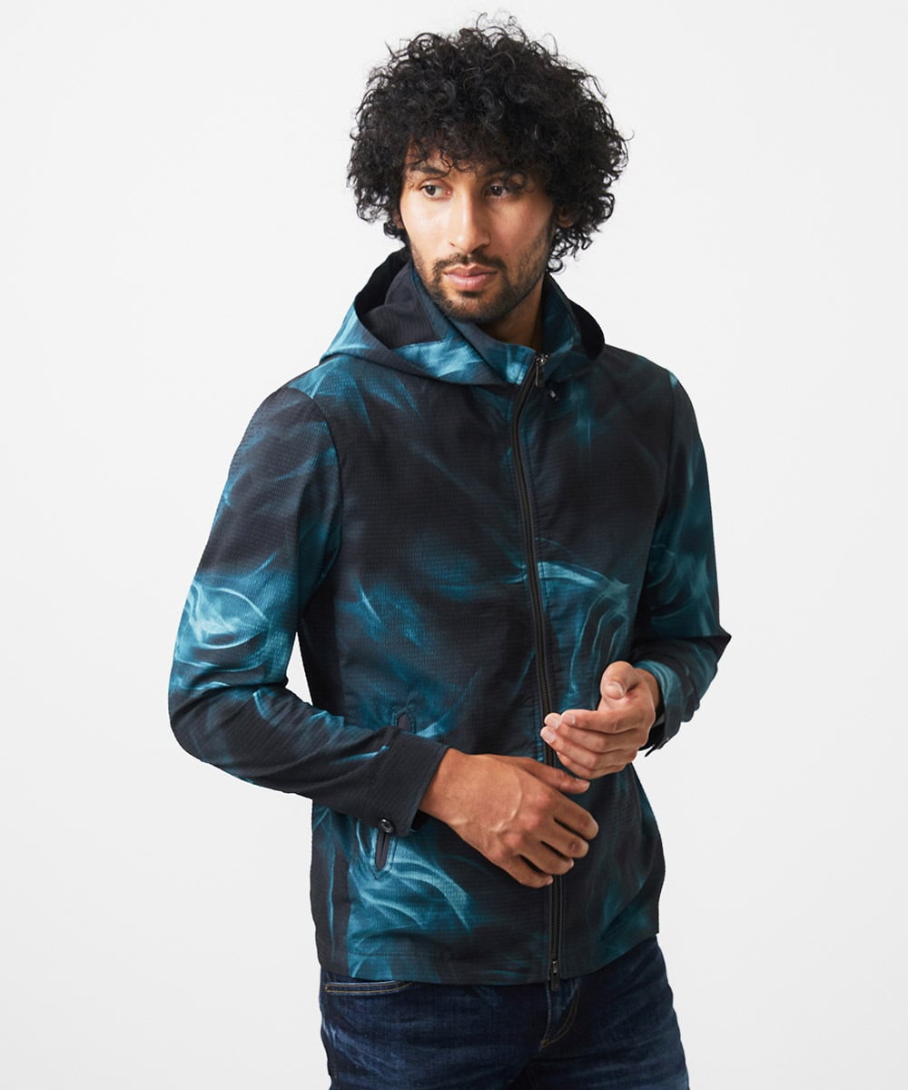 MNJGA54500 MICHEL KLEIN HOMME(ミッシェルクラン オム) スモーク柄メッシュパーカーブルゾン ブラック