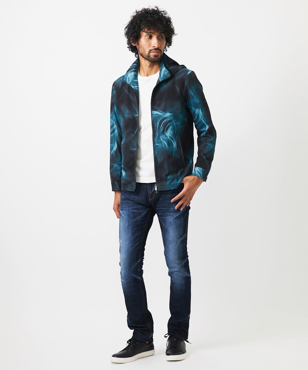MNJGA54500 MICHEL KLEIN HOMME(ミッシェルクラン オム) スモーク柄メッシュパーカーブルゾン ブラック