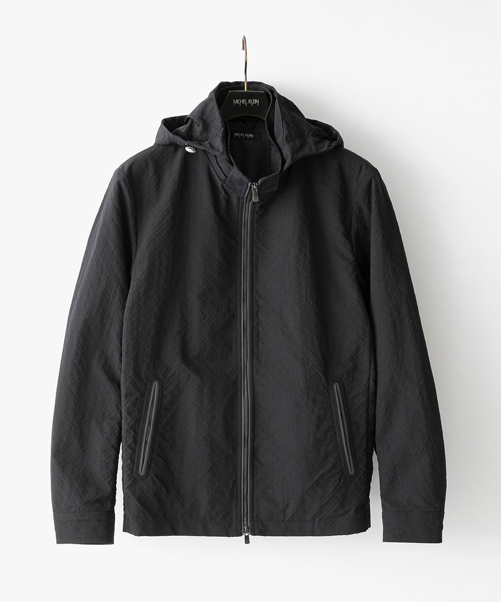 MNJGD55430 MICHEL KLEIN HOMME(ミッシェルクラン オム) フード付きスタンドカラーブルゾン ブラック