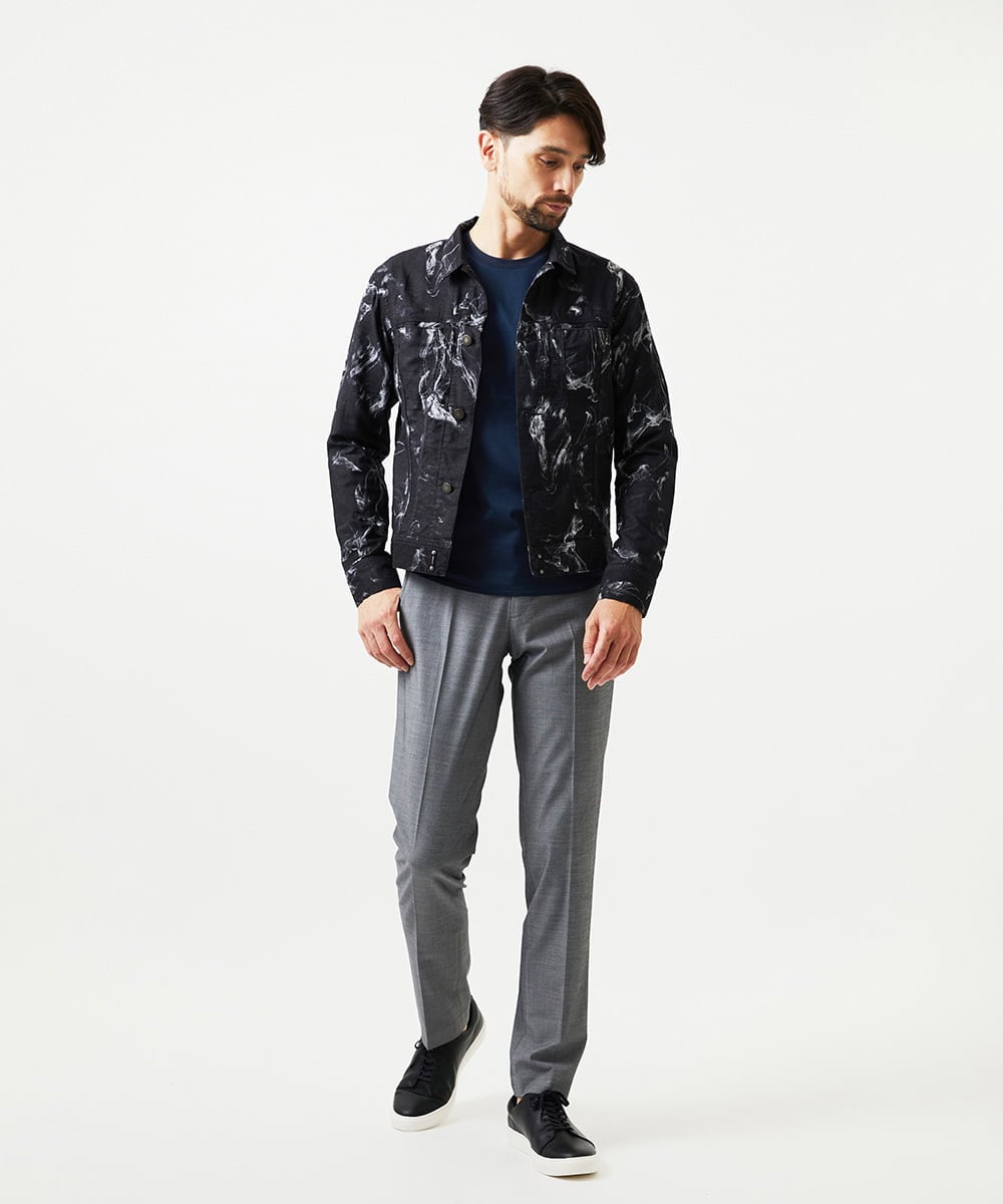 MNJGD91360 MICHEL KLEIN HOMME(ミッシェルクラン オム) 《日本製》20th　FACTOTUMコラボ　スモーク柄デニムジャケット ブラック