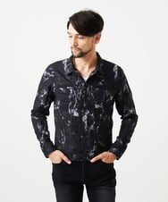 MNJGD91360 MICHEL KLEIN HOMME(ミッシェルクラン オム) 《日本製》20th　FACTOTUMコラボ　スモーク柄デニムジャケット ブラック