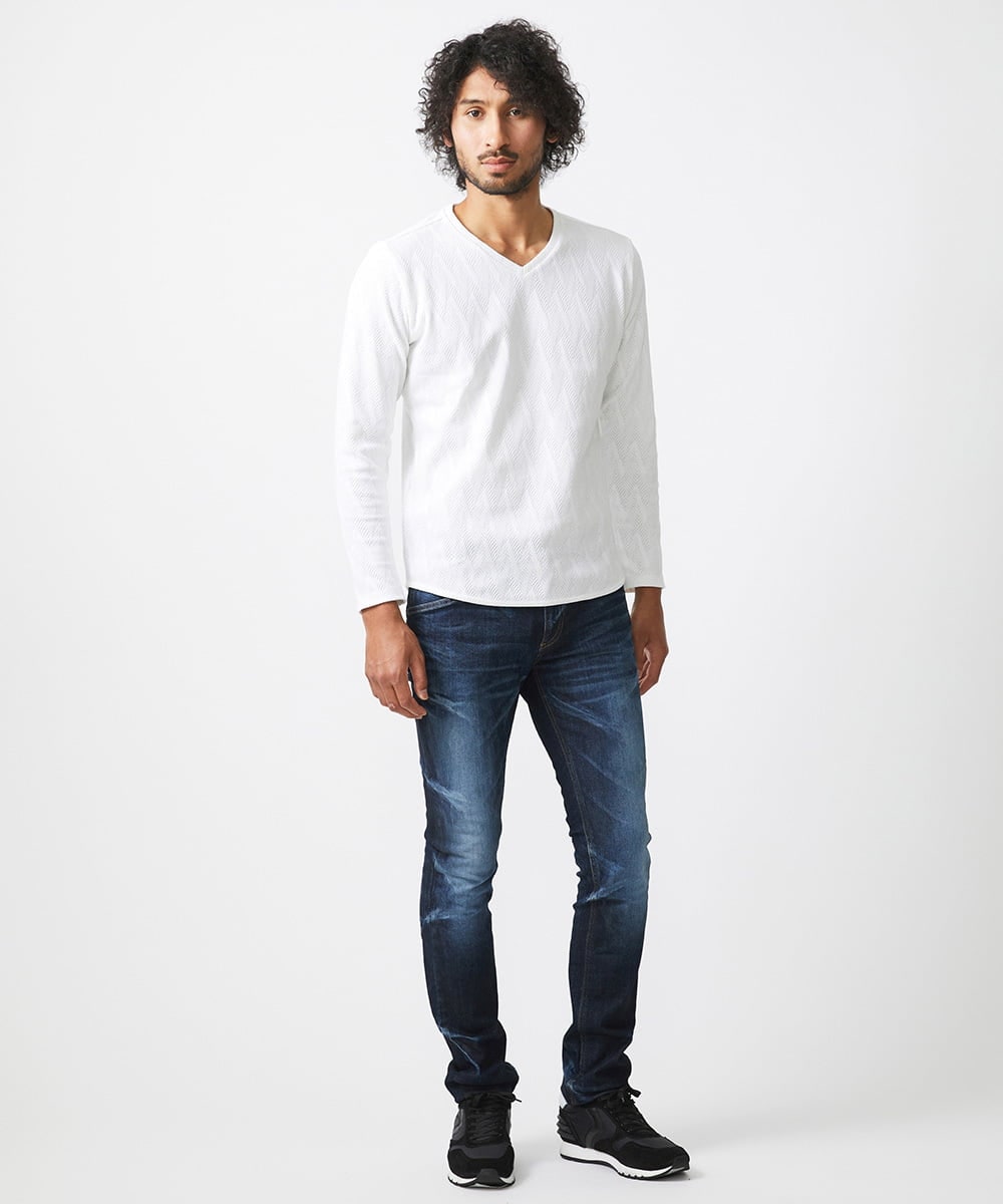 MNKAC52150 MICHEL KLEIN HOMME(ミッシェルクラン オム) 《日本製》セミシルケット長袖カットソー ホワイト