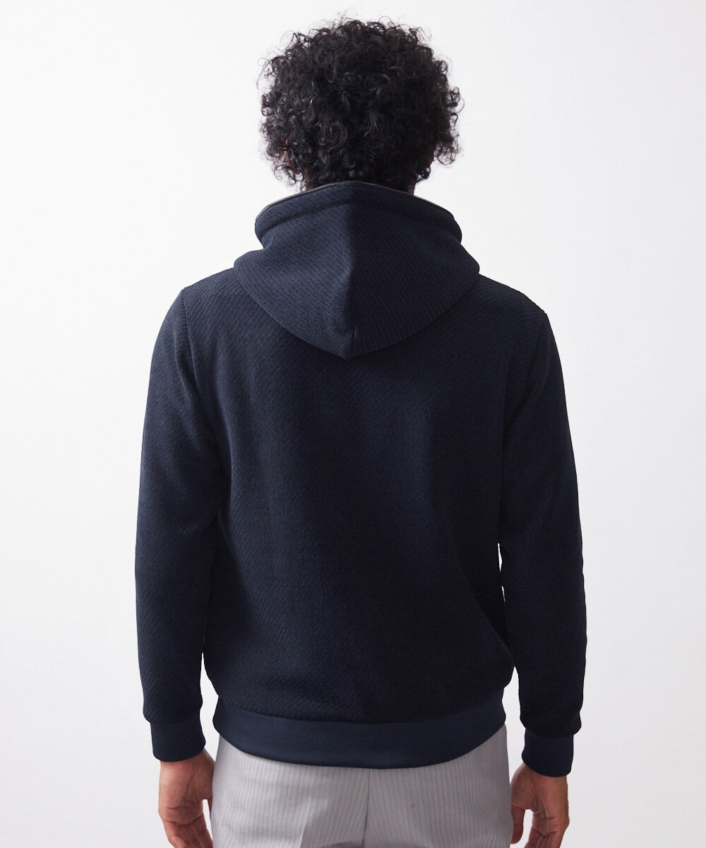 MNKAC57250 MICHEL KLEIN HOMME(ミッシェルクラン オム) 《日本製》モールZIPプルオーバーパーカー ブラック