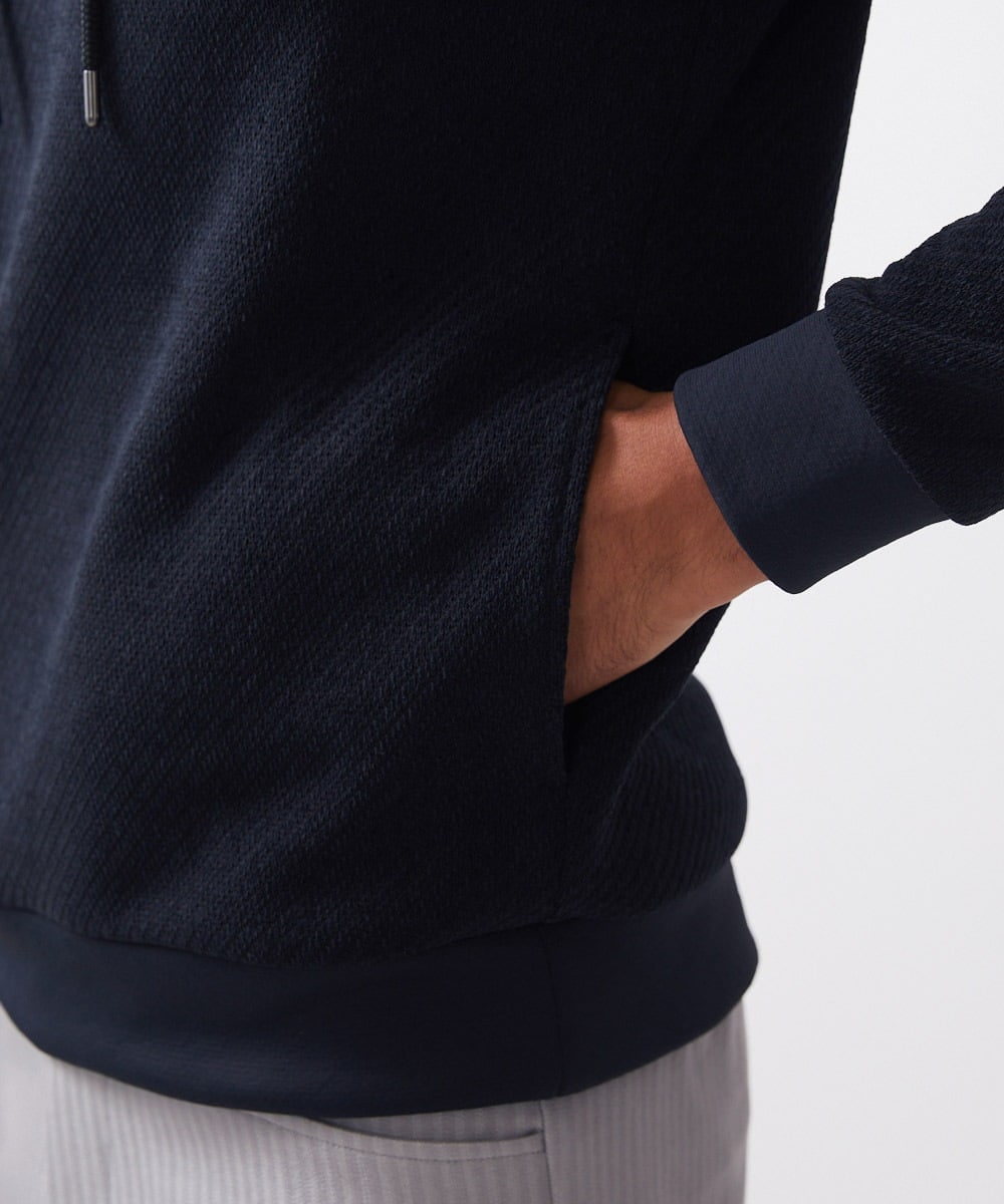 MNKAC57250 MICHEL KLEIN HOMME(ミッシェルクラン オム) 《日本製》モールZIPプルオーバーパーカー ブラック