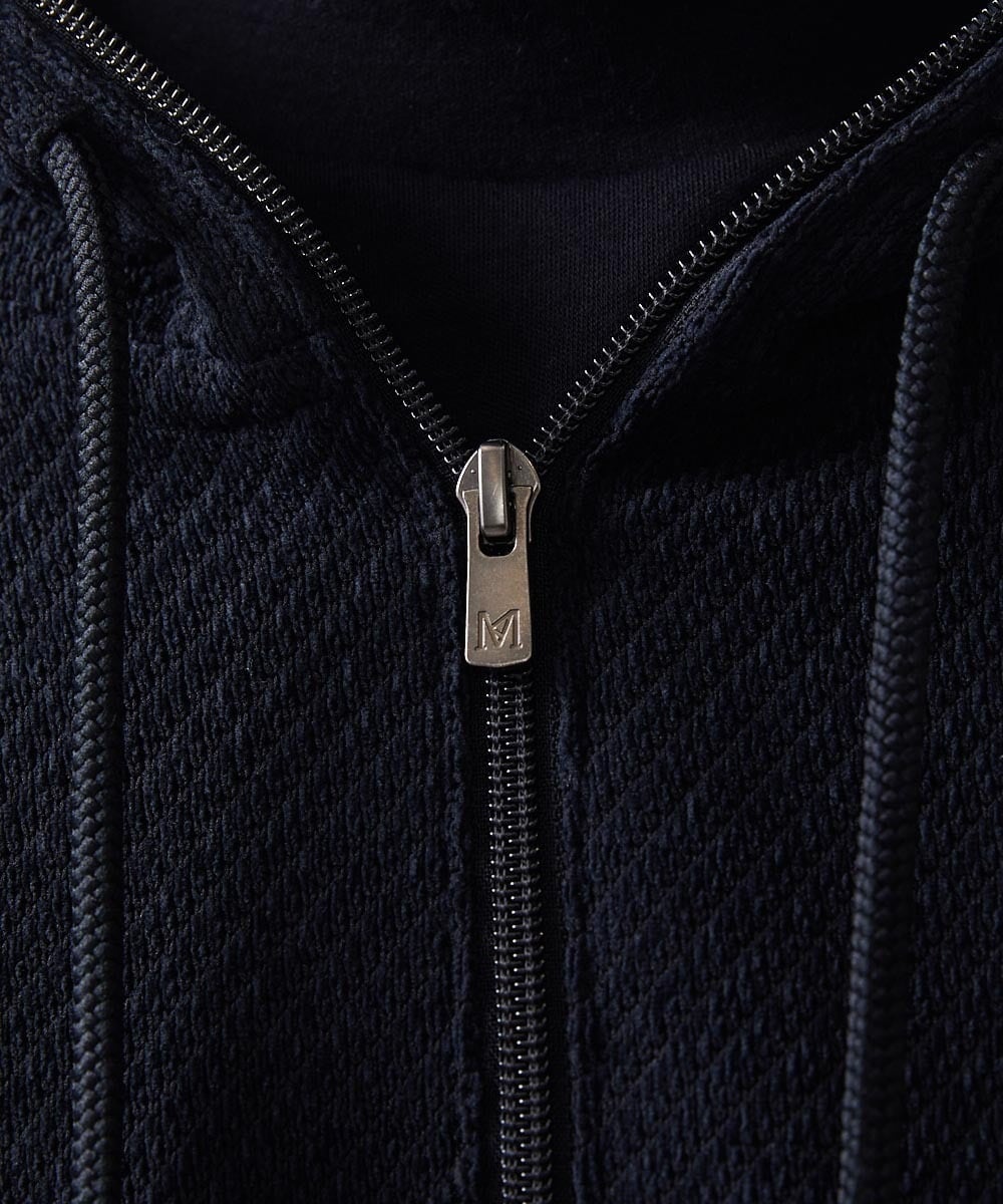 MNKAC57250 MICHEL KLEIN HOMME(ミッシェルクラン オム) 《日本製》モールZIPプルオーバーパーカー ブラック