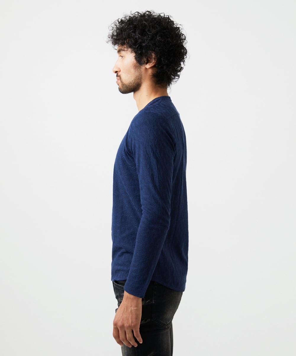 MNKAD61180 MICHEL KLEIN HOMME(ミッシェルクラン オム) 《日本製》リンクスVネック長袖カットソー ネイビー