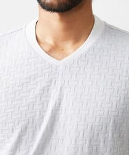 MNKAF60150 MICHEL KLEIN HOMME(ミッシェルクラン オム) 《日本製》レンガ柄Vネック長袖カットソー ライトグレー