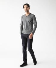 MNKAF60150 MICHEL KLEIN HOMME(ミッシェルクラン オム) 《日本製》レンガ柄Vネック長袖カットソー ダークグレー