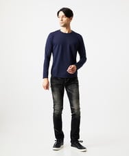 MNKAF65150 MICHEL KLEIN HOMME(ミッシェルクラン オム) クルーネック長袖カットソー ネイビー