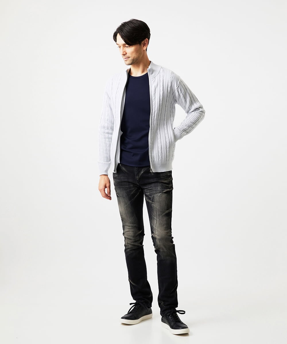 MNKAF65150 MICHEL KLEIN HOMME(ミッシェルクラン オム) クルーネック長袖カットソー ネイビー