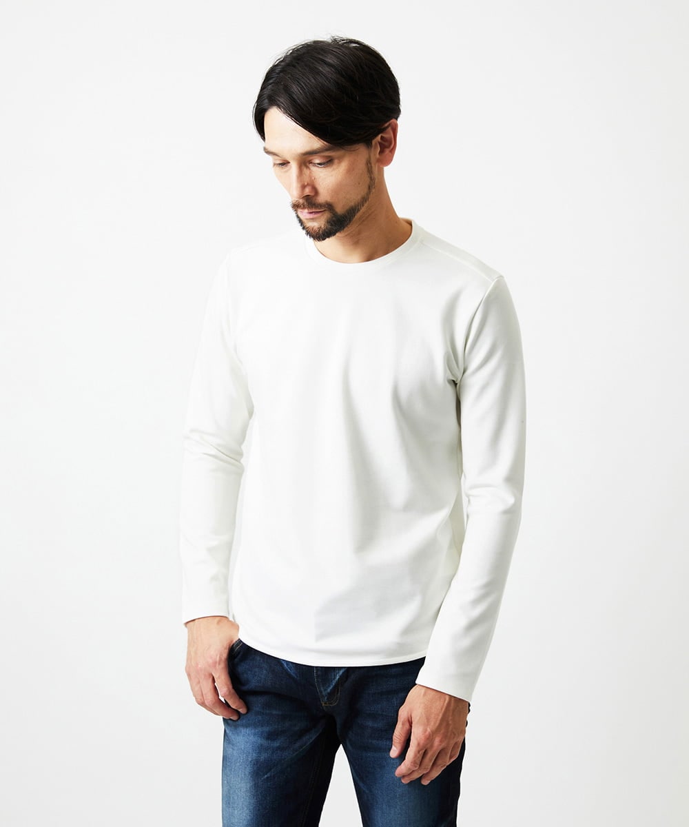 MNKAF65150 MICHEL KLEIN HOMME(ミッシェルクラン オム) クルーネック長袖カットソー ホワイト