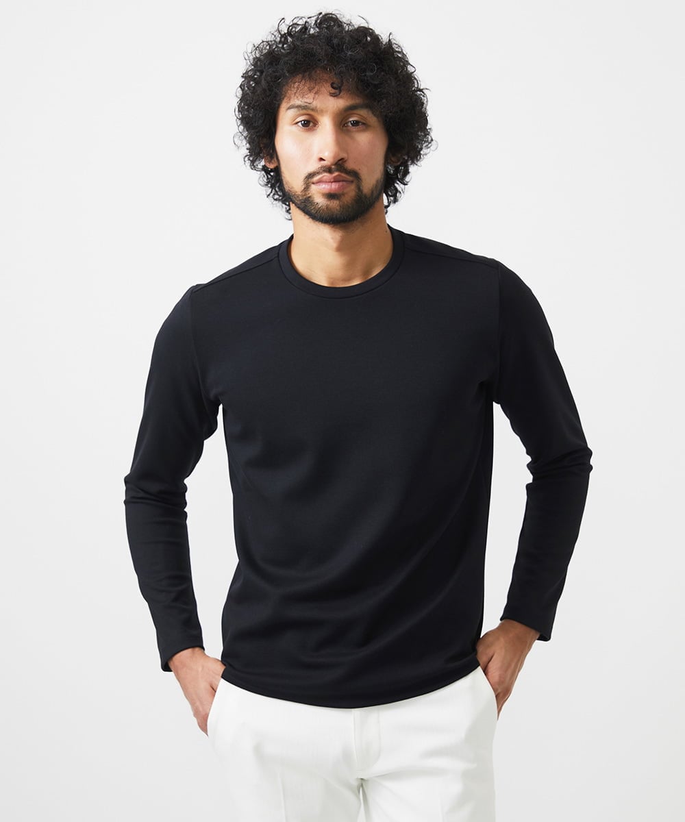 MNKAF65150 MICHEL KLEIN HOMME(ミッシェルクラン オム) クルーネック長袖カットソー ブラック