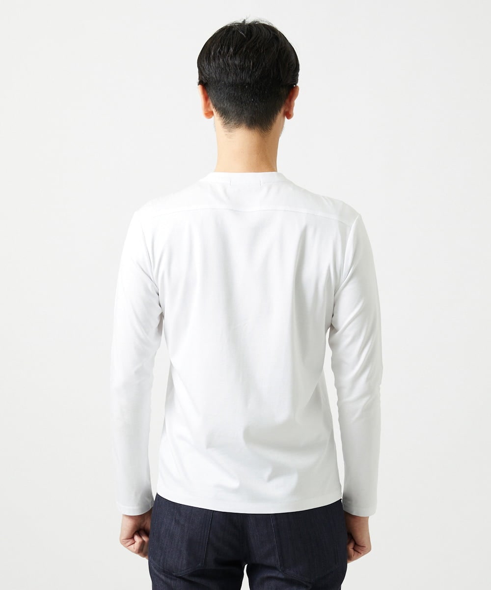 MNKAI51150 MICHEL KLEIN HOMME(ミッシェルクラン オム) クルーネック長袖カットソー ホワイト