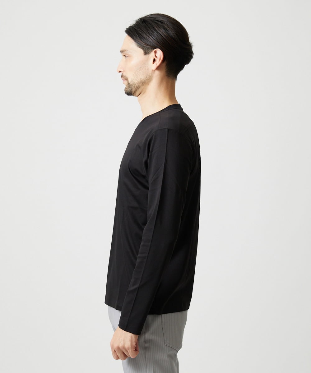 MNKAI51150 MICHEL KLEIN HOMME(ミッシェルクラン オム) クルーネック長袖カットソー ブラック
