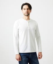 MNKAI54190 MICHEL KLEIN HOMME(ミッシェルクラン オム) ジャガードヘンリーネック長袖カットソー ホワイト