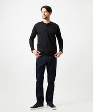 MNKAI54190 MICHEL KLEIN HOMME(ミッシェルクラン オム) ジャガードヘンリーネック長袖カットソー ブラック