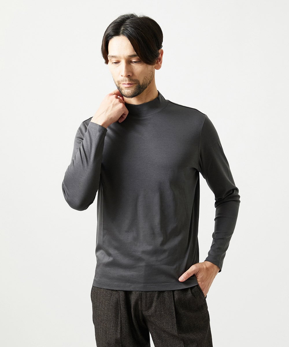 MNKAI61150 MICHEL KLEIN HOMME(ミッシェルクラン オム) モックネック長袖カットソー ダークグレー