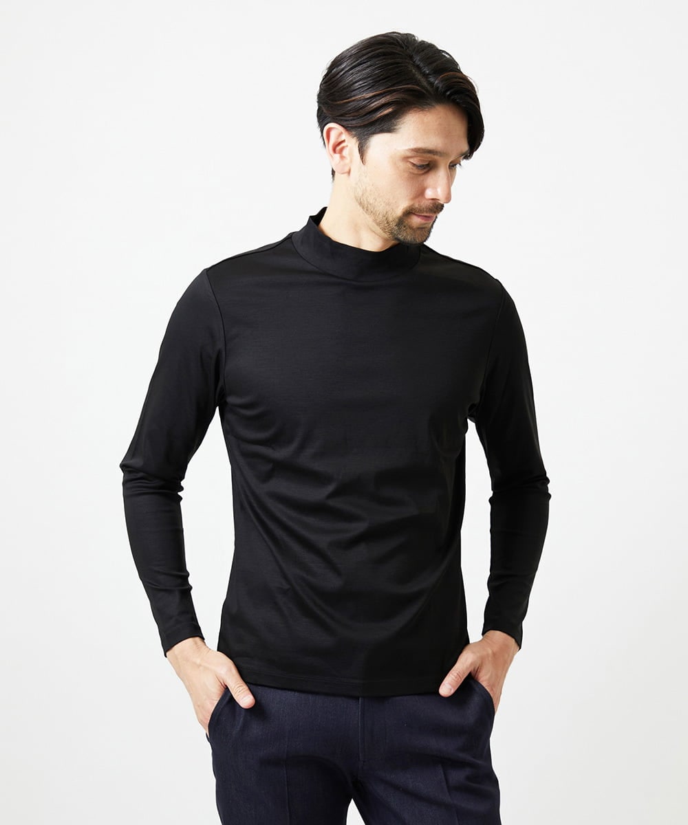 MNKAI61150 MICHEL KLEIN HOMME(ミッシェルクラン オム) モックネック長袖カットソー ブラック