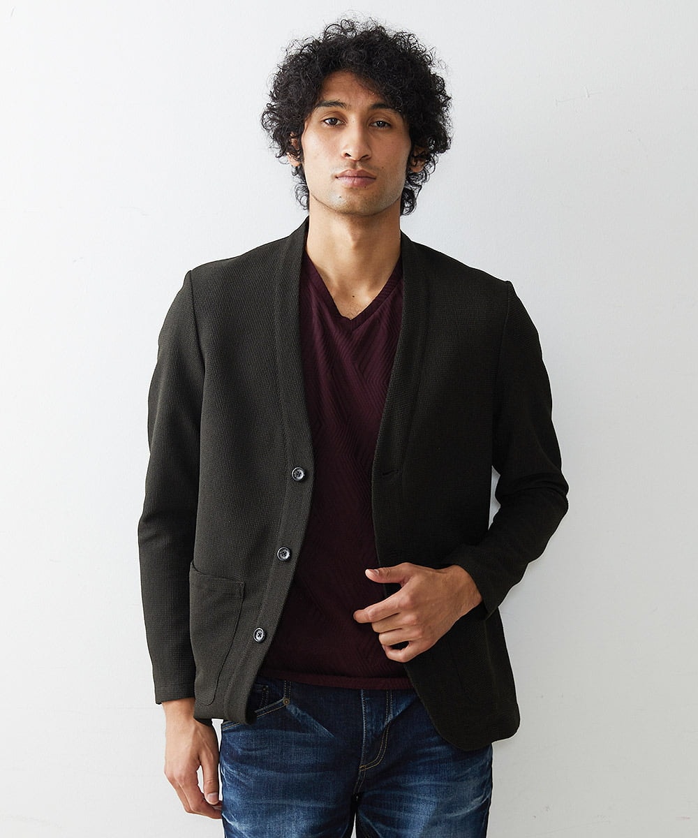 MNKAS30270 MICHEL KLEIN HOMME(ミッシェルクラン オム) カーディガンジャケット カーキ(36)