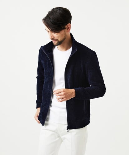 MNKCD70290 MICHEL KLEIN HOMME スタンドカラーモールニットカーディガン