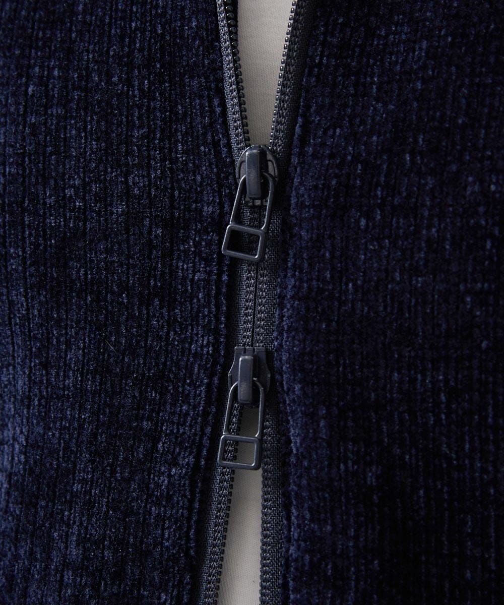 MNKCD70290 MICHEL KLEIN HOMME(ミッシェルクラン オム) スタンドカラーモールニットカーディガン ネイビー