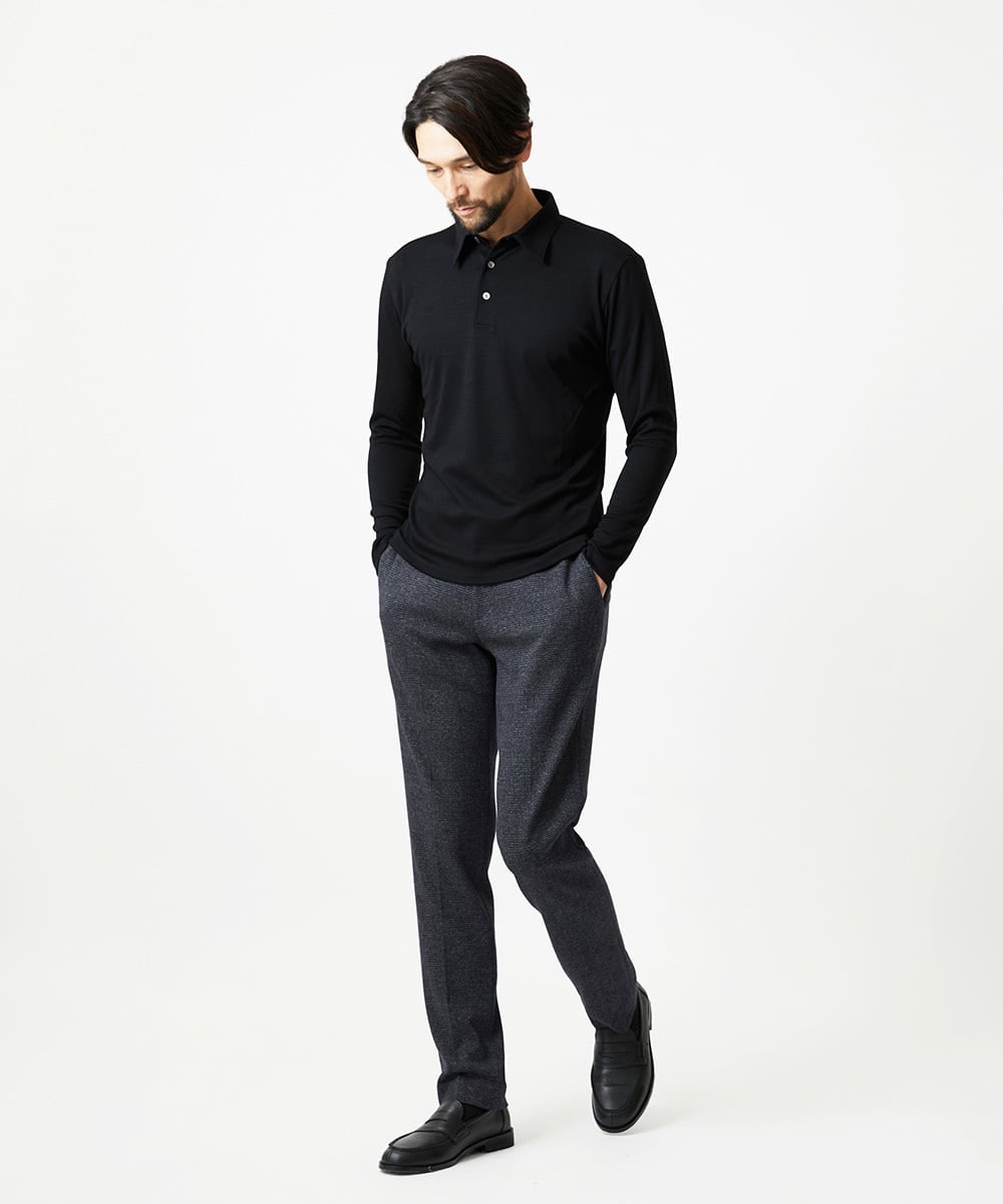 MNKCG69290 MICHEL KLEIN HOMME(ミッシェルクラン オム) 《日本製》スムースポロシャツカットソー ブラック
