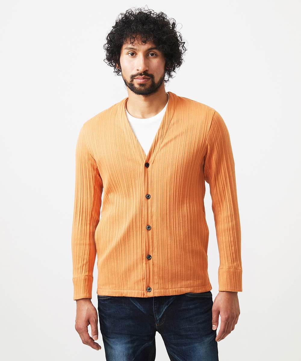 MNKGC32270 MICHEL KLEIN HOMME(ミッシェルクラン オム) プリーツYカーディガン オレンジ