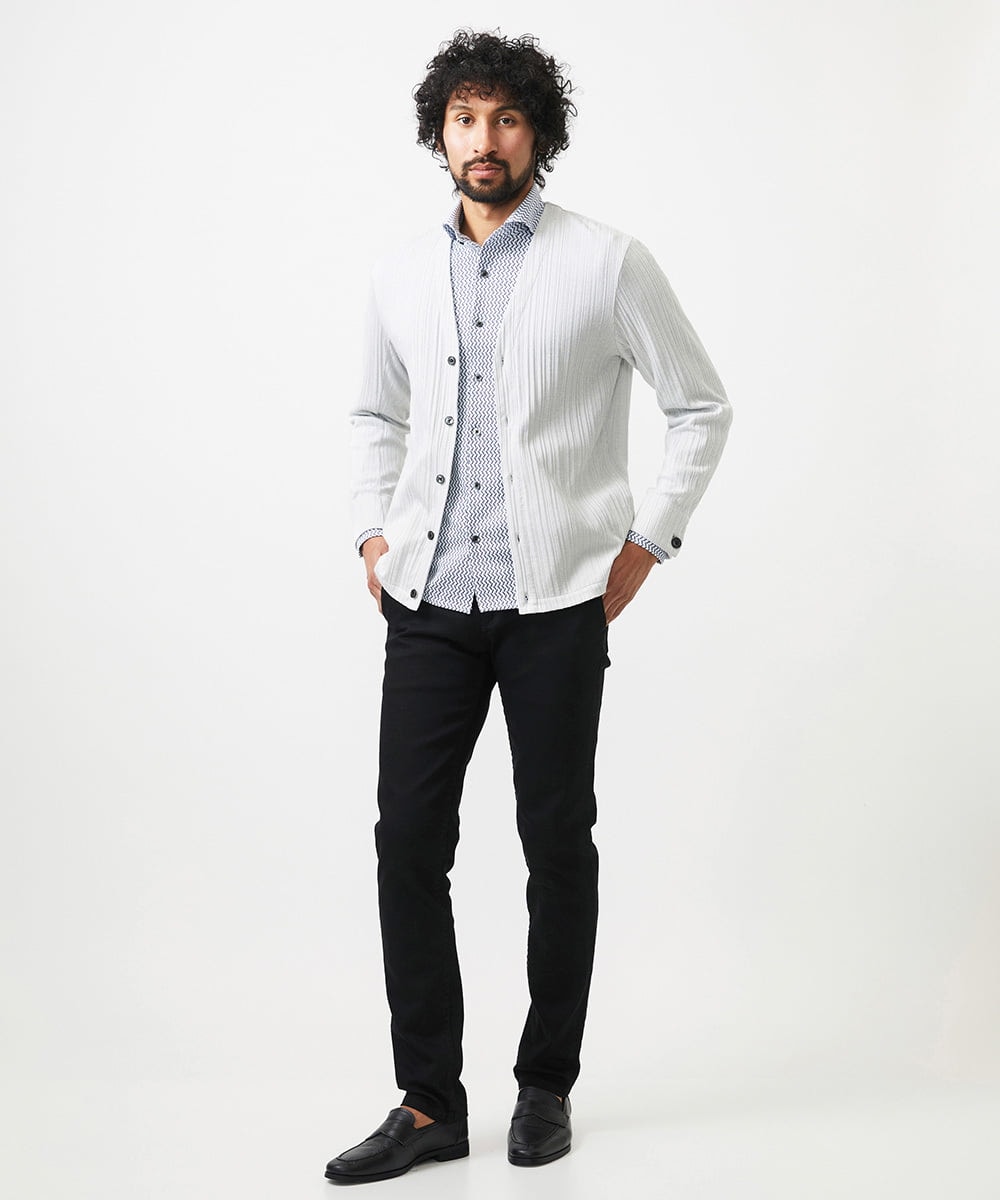MNKGC32270 MICHEL KLEIN HOMME(ミッシェルクラン オム) プリーツYカーディガン ライトグレー