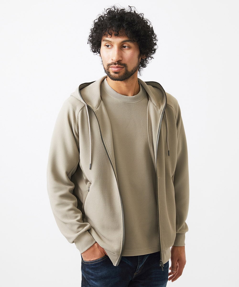 MNKGC58300 MICHEL KLEIN HOMME(ミッシェルクラン オム) 【セットアップ】ダブルフェイスZIPパーカー ベージュ