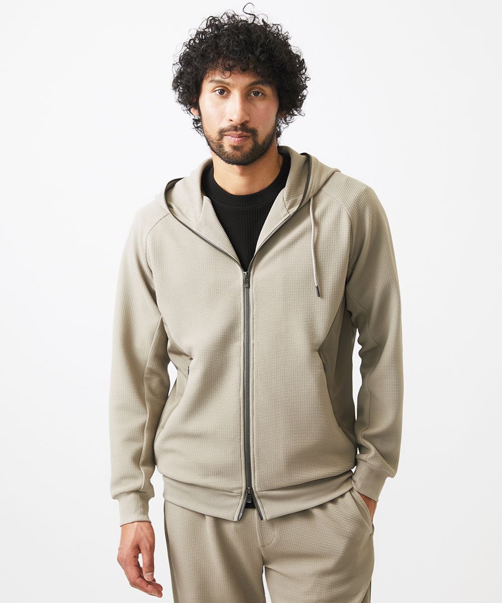 MNKGC58300 MICHEL KLEIN HOMME(ミッシェルクラン オム) 【セットアップ】ダブルフェイスZIPパーカー ベージュ
