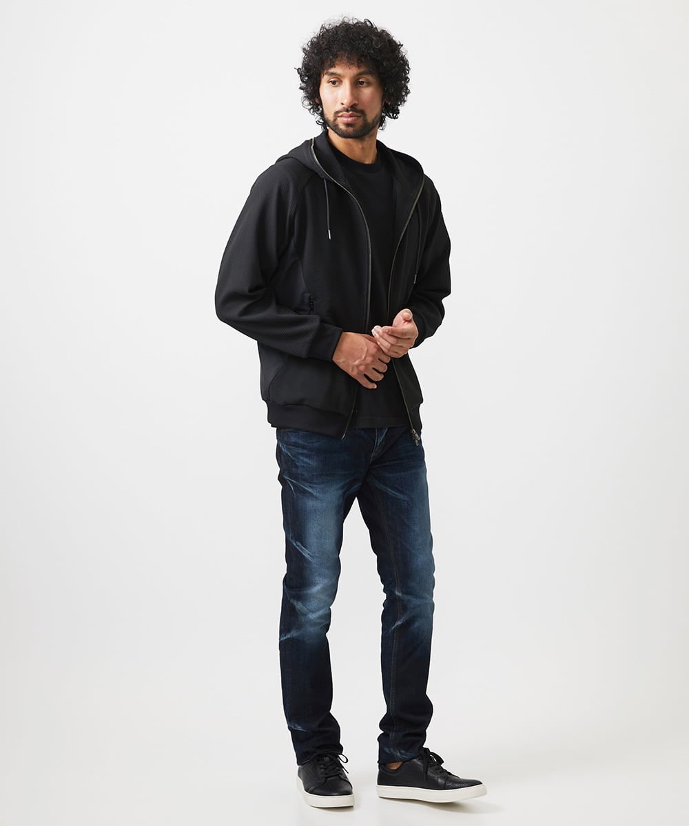 MNKGC58300 MICHEL KLEIN HOMME(ミッシェルクラン オム) 【セットアップ】ダブルフェイスZIPパーカー ブラック