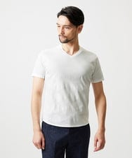 MNKGF54140 MICHEL KLEIN HOMME(ミッシェルクラン オム) アーガイル柄Vネック半袖カットソー ホワイト