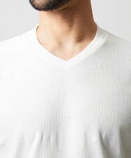 MNKGF54140 MICHEL KLEIN HOMME(ミッシェルクラン オム) アーガイル柄Vネック半袖カットソー ホワイト