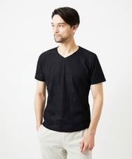 MNKGF54140 MICHEL KLEIN HOMME(ミッシェルクラン オム) アーガイル柄Vネック半袖カットソー ブラック
