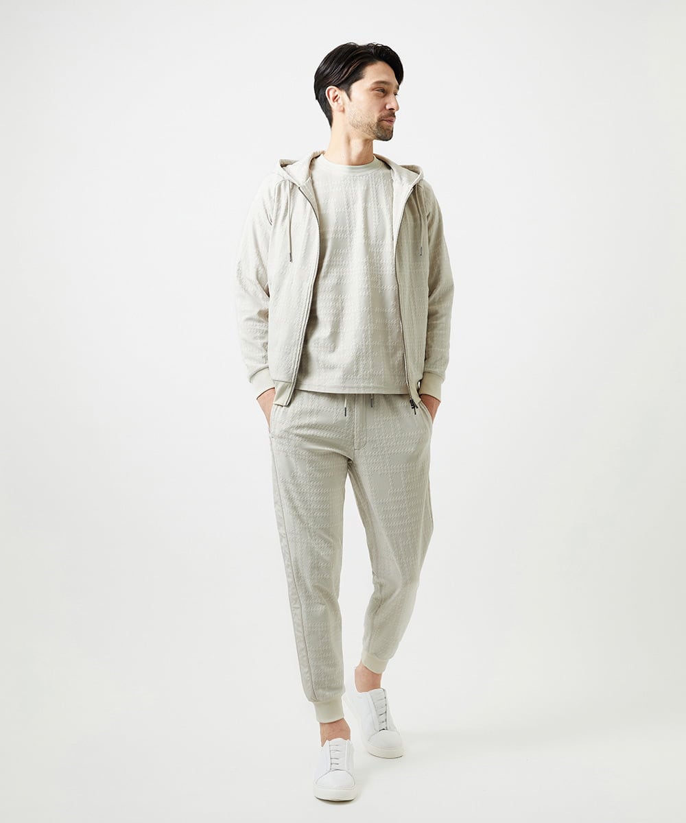 MNKGF58330 MICHEL KLEIN HOMME(ミッシェルクラン オム) 【セットアップ】ジャカードジップアップパーカー ベージュ