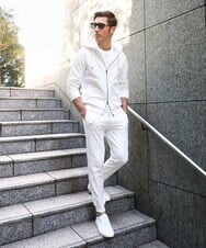 MNKGF58330 MICHEL KLEIN HOMME(ミッシェルクラン オム) 【セットアップ】ジャカードジップアップパーカー ホワイト