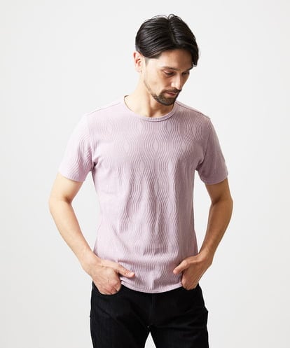 MNKGF61150 MICHEL KLEIN HOMME 《日本製》スモーク柄クルーネック半袖カットソー