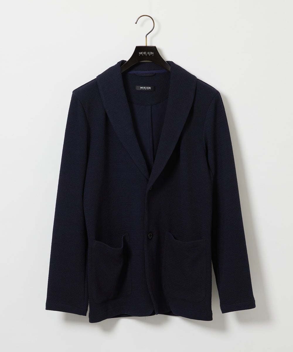 MNKGF73300 MICHEL KLEIN HOMME(ミッシェルクラン オム) ショールカラーウェーブカーディガン ネイビー