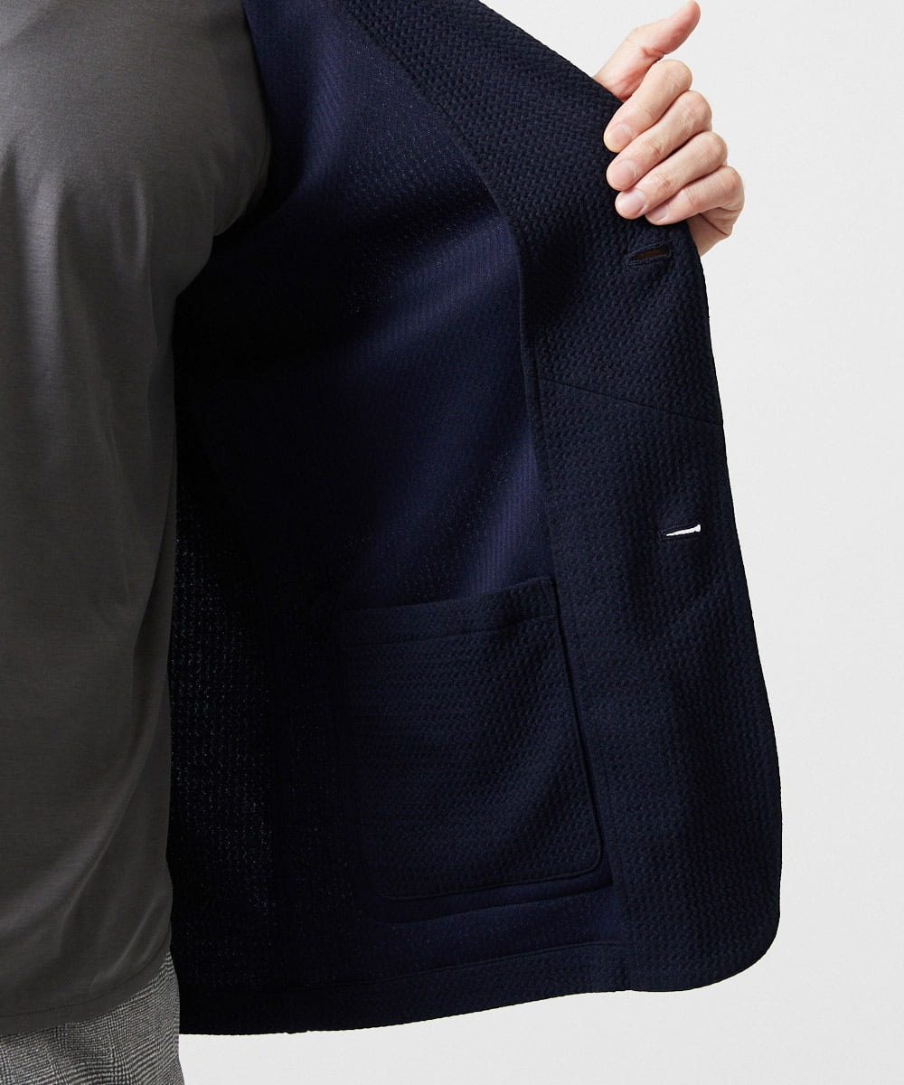 MNKGF73300 MICHEL KLEIN HOMME(ミッシェルクラン オム) ショールカラーウェーブカーディガン ネイビー
