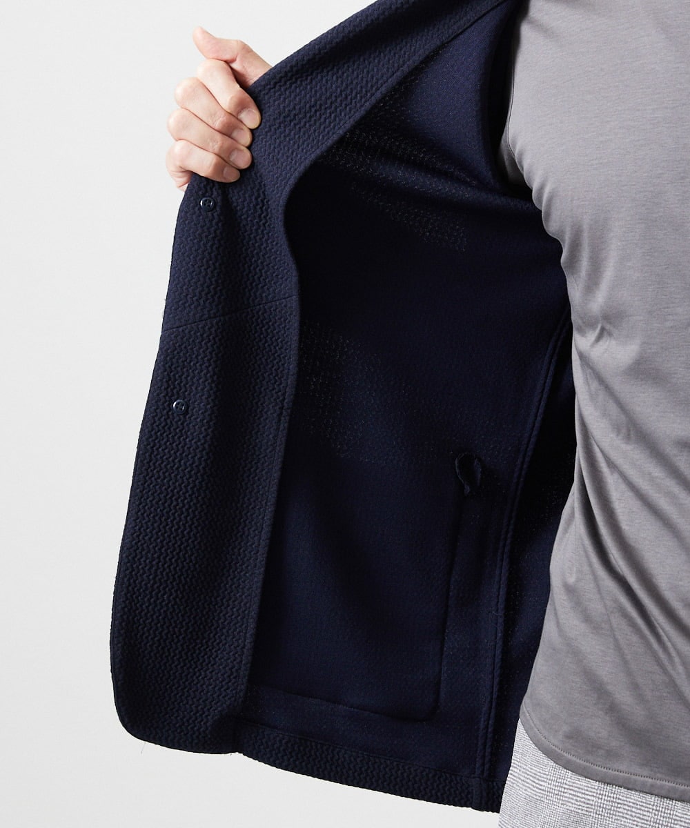 MNKGF73300 MICHEL KLEIN HOMME(ミッシェルクラン オム) ショールカラーウェーブカーディガン ネイビー