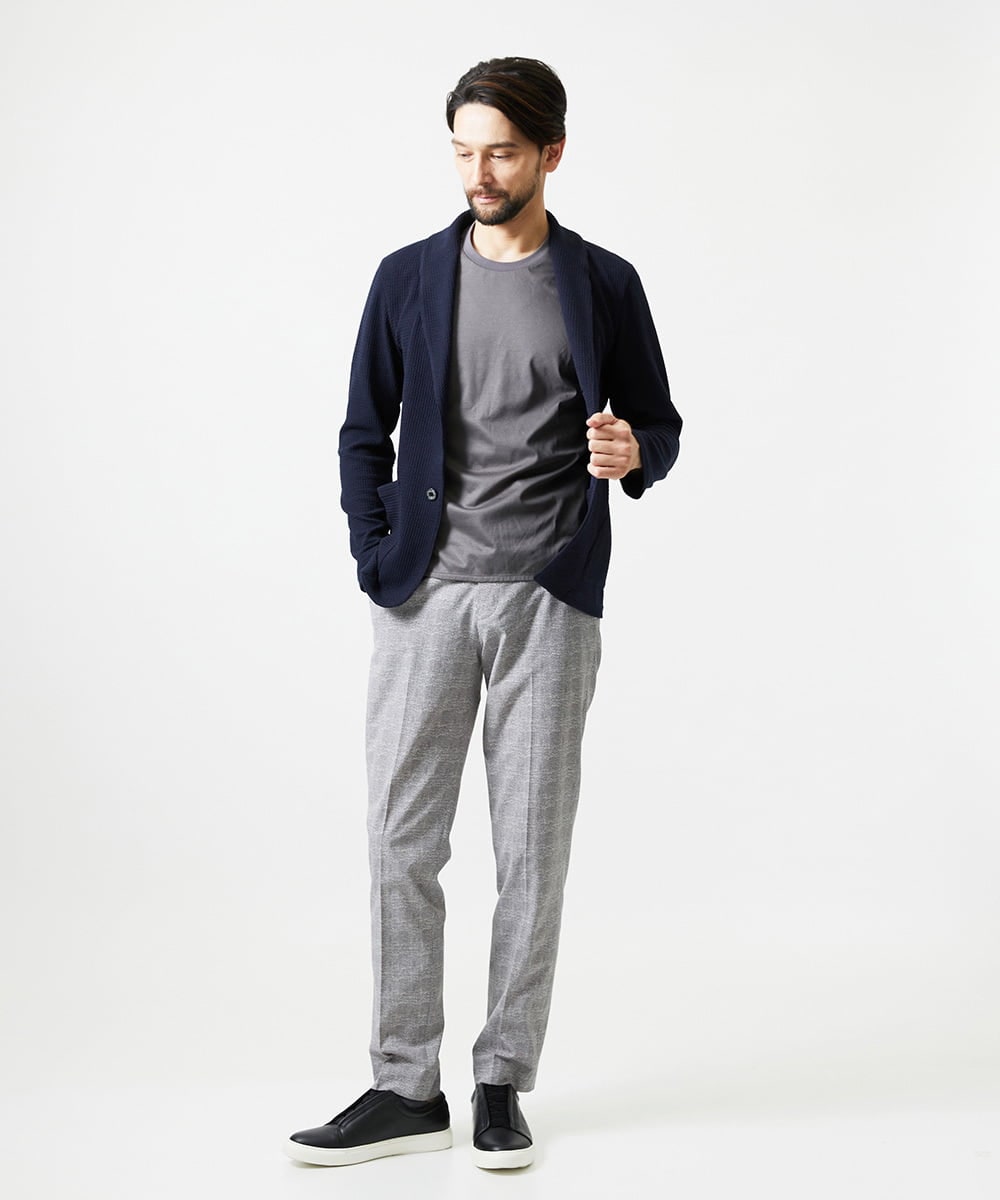 MNKGF73300 MICHEL KLEIN HOMME(ミッシェルクラン オム) ショールカラーウェーブカーディガン ネイビー