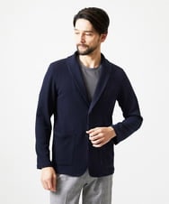 MNKGF73300 MICHEL KLEIN HOMME(ミッシェルクラン オム) ショールカラーウェーブカーディガン ネイビー