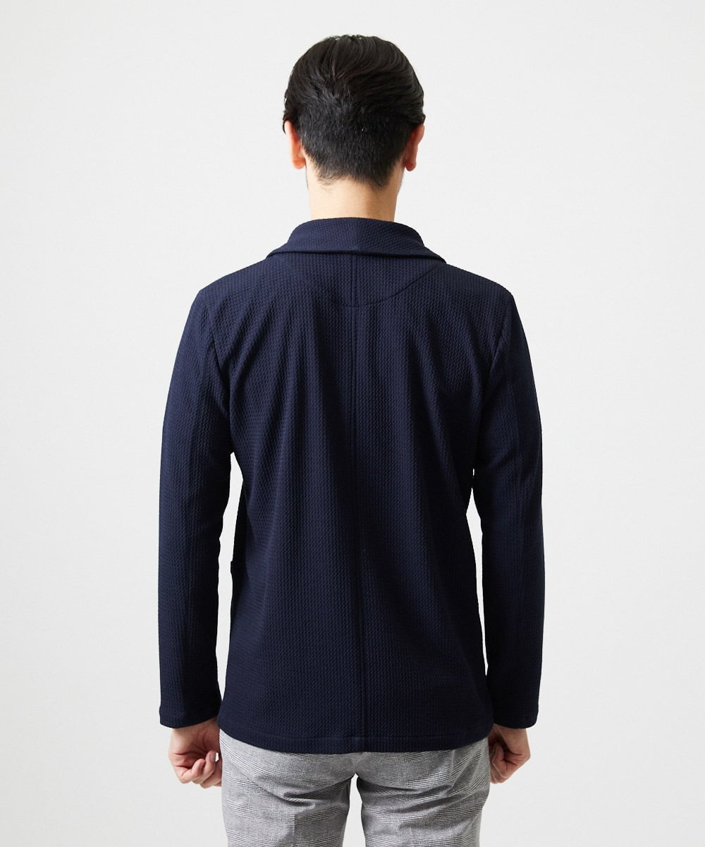 MNKGF73300 MICHEL KLEIN HOMME(ミッシェルクラン オム) ショールカラーウェーブカーディガン ネイビー