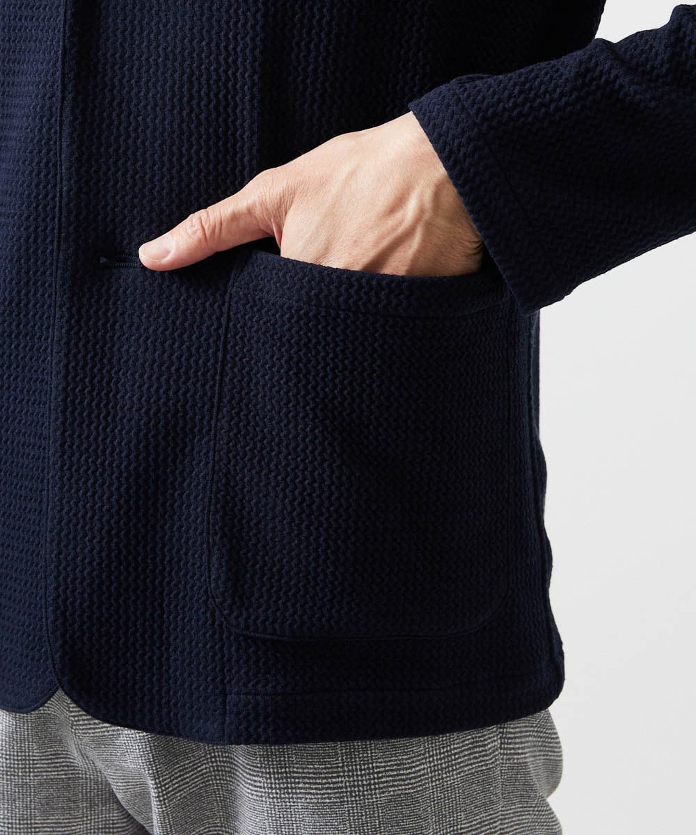 MNKGF73300 MICHEL KLEIN HOMME(ミッシェルクラン オム) ショールカラーウェーブカーディガン ネイビー