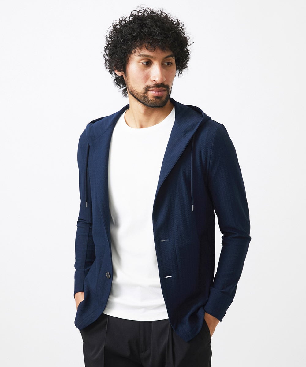 MNKHC33300 MICHEL KLEIN HOMME(ミッシェルクラン オム) サッカー柄フードジャケット ネイビー