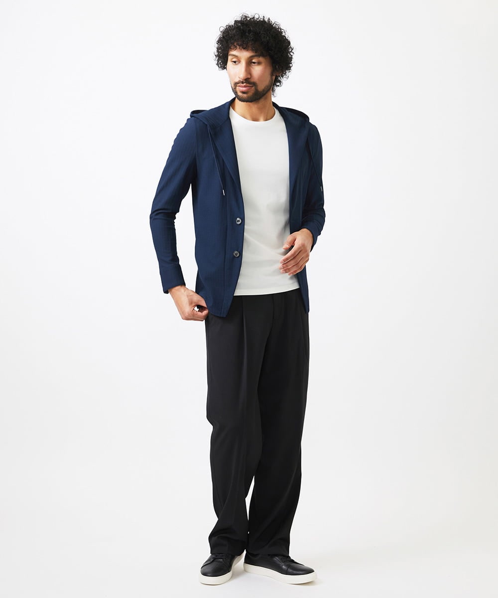 MNKHC33300 MICHEL KLEIN HOMME(ミッシェルクラン オム) サッカー柄フードジャケット ネイビー
