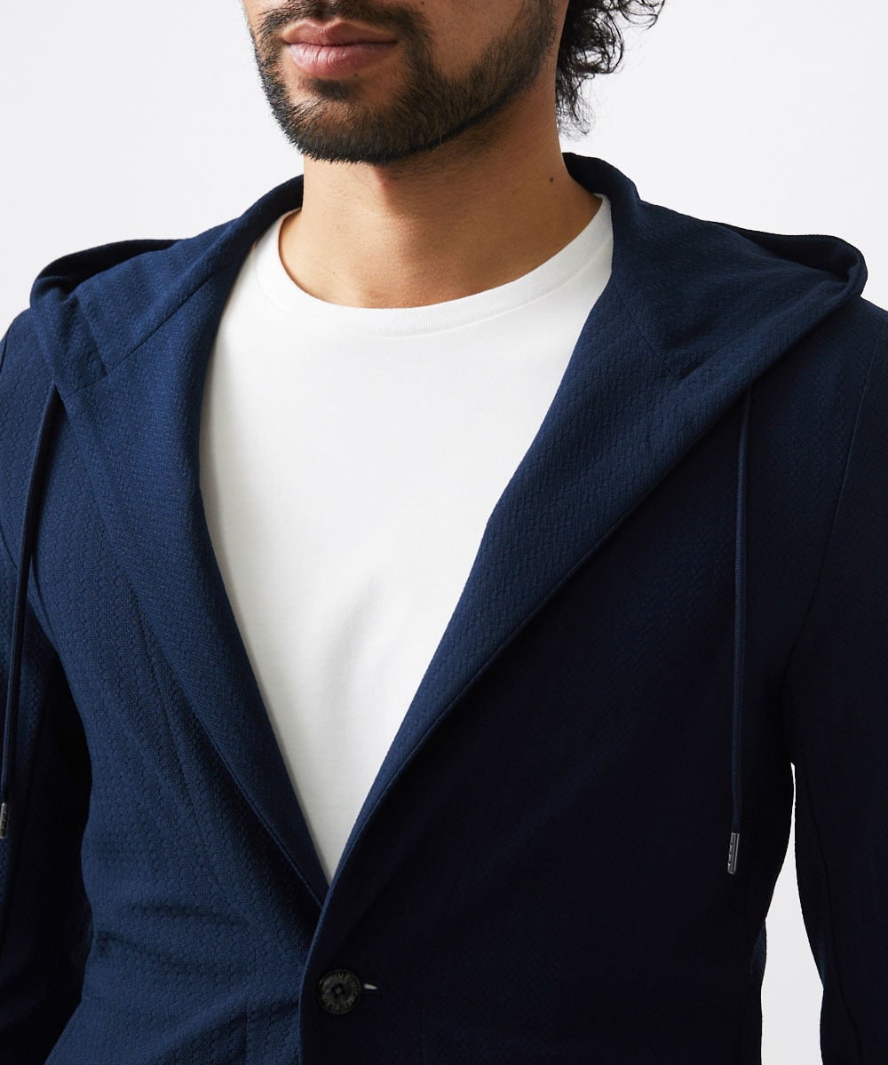 MNKHC33300 MICHEL KLEIN HOMME(ミッシェルクラン オム) サッカー柄フードジャケット ネイビー