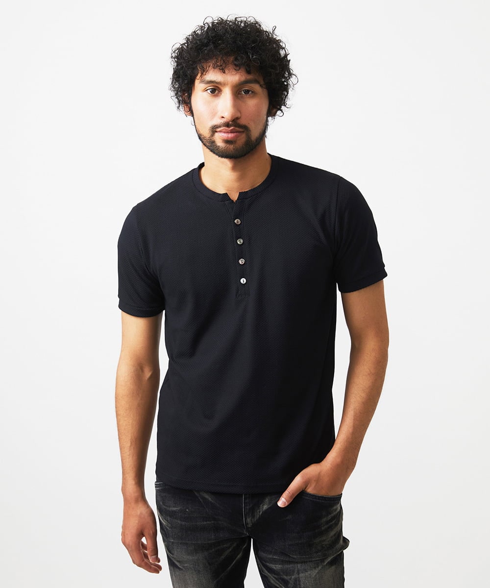 MNKIC62170 MICHEL KLEIN HOMME(ミッシェルクラン オム) ヘンリーネック半袖カットソー ブラック