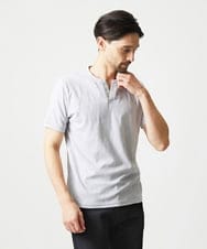 MNKIF53150 MICHEL KLEIN HOMME(ミッシェルクラン オム) 《日本製》スモーク柄キーネック半袖カットソー ライトグレー