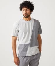 MNKJC63150 MICHEL KLEIN HOMME(ミッシェルクラン オム) 【セットアップ】切り替えクルーネック半袖カットソー ライトグレー